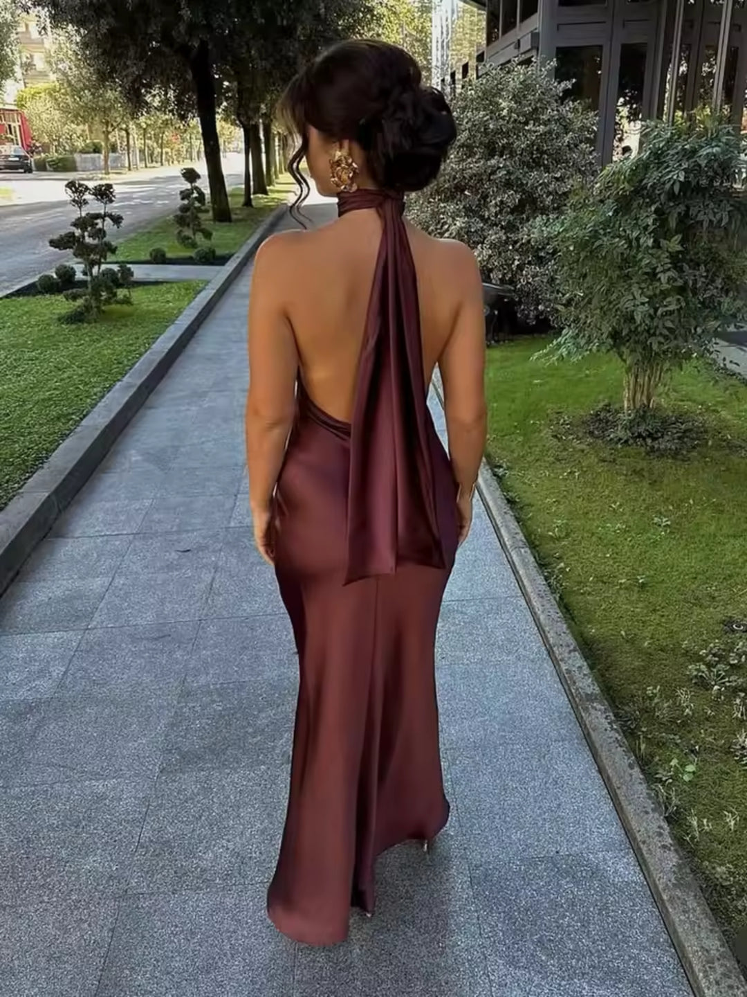 Satin Luxe Halter Dress