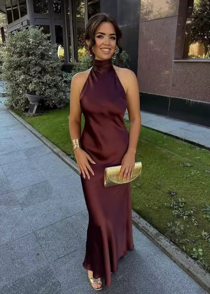 Satin Luxe Halter Dress