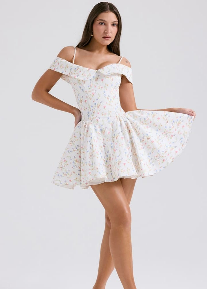 Suninheart Floral Off-Shoulder Party Dress - Minivestidos for elegant looks and perfect fit for any occasion - Corafemme