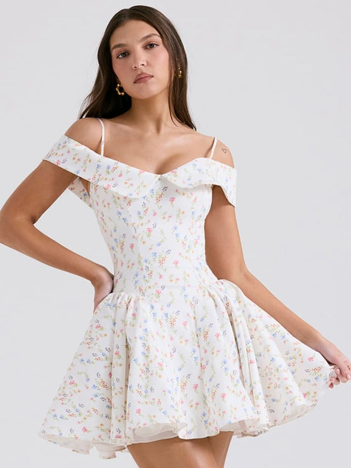 Suninheart Floral Off-Shoulder Party Dress - Minivestidos for elegant looks and perfect fit for any occasion - Corafemme