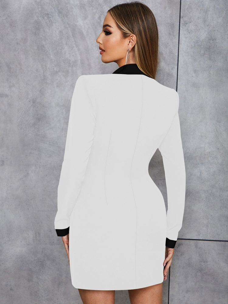 Chic Tuxedo-Inspired Blazer Mini Dress - Minivestidos for elegant looks and perfect fit for any occasion - Corafemme