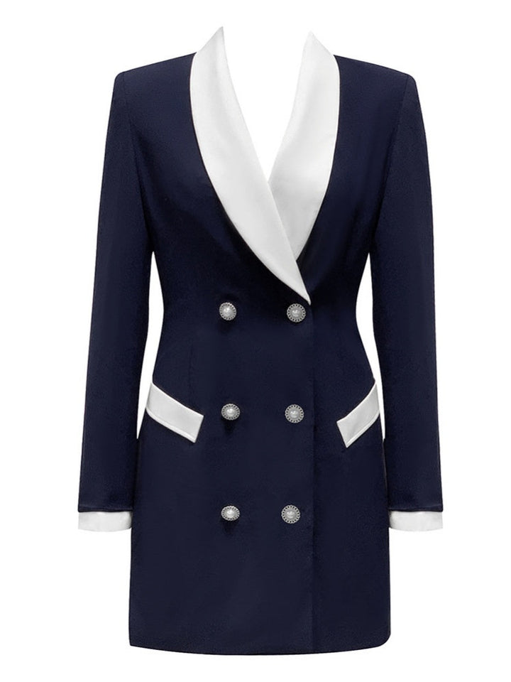 Chic Tuxedo-Inspired Blazer Mini Dress - Minivestidos for elegant looks and perfect fit for any occasion - Corafemme