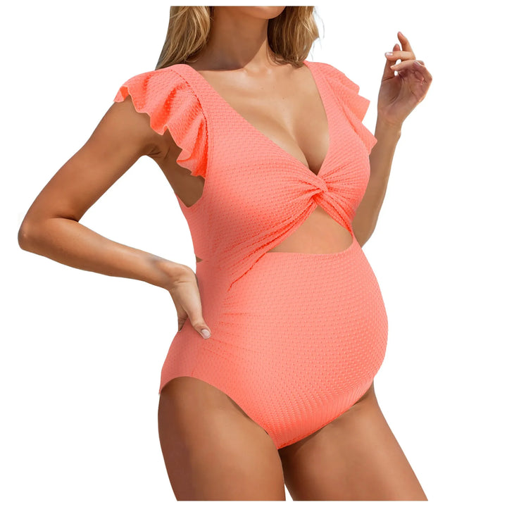 Maternity Solid Color Split Bikini Set - for elegant looks and perfect fit for any occasion - Corafemme