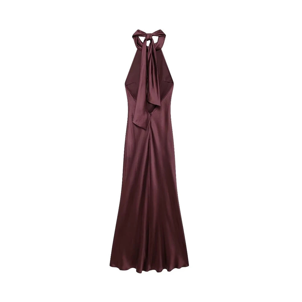 Satin Luxe Halter Dress