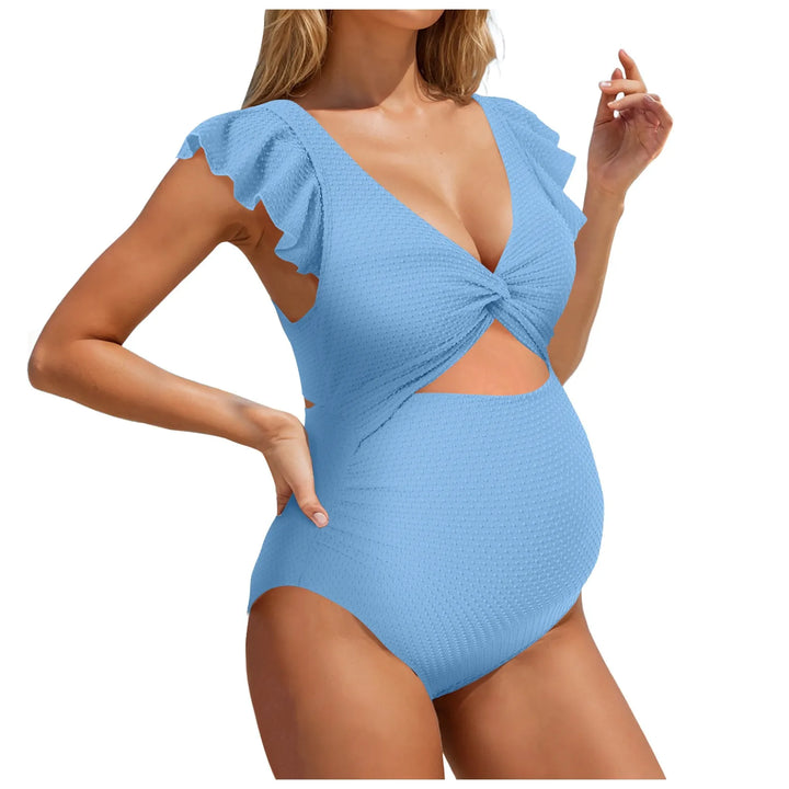 Maternity Solid Color Split Bikini Set - for elegant looks and perfect fit for any occasion - Corafemme