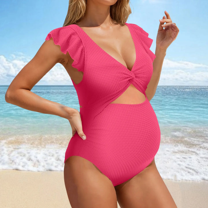 Maternity Solid Color Split Bikini Set - for elegant looks and perfect fit for any occasion - Corafemme