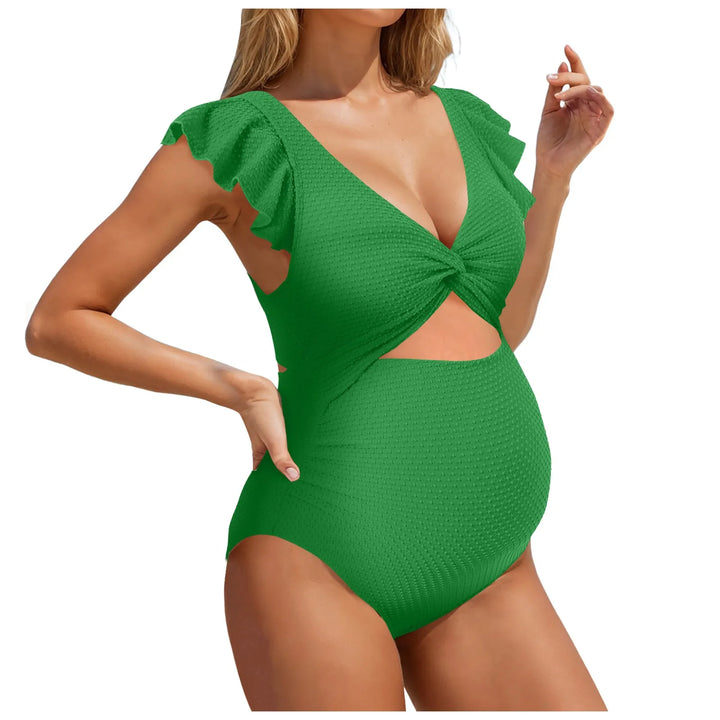Maternity Solid Color Split Bikini Set - for elegant looks and perfect fit for any occasion - Corafemme