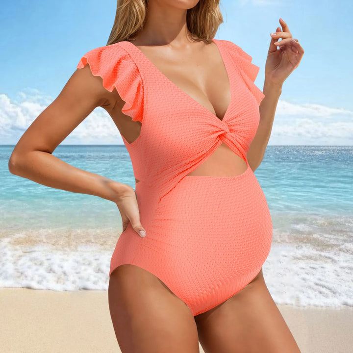 Maternity Solid Color Split Bikini Set - for elegant looks and perfect fit for any occasion - Corafemme