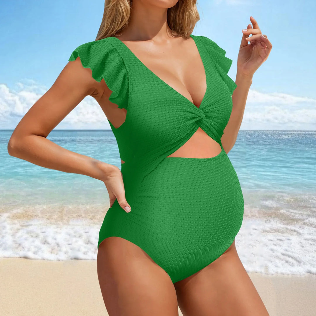 Maternity Solid Color Split Bikini Set - for elegant looks and perfect fit for any occasion - Corafemme