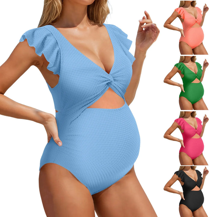 Maternity Solid Color Split Bikini Set - for elegant looks and perfect fit for any occasion - Corafemme