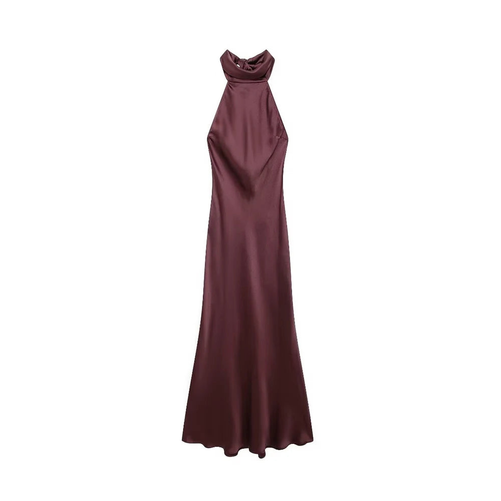 Satin Luxe Halter Dress