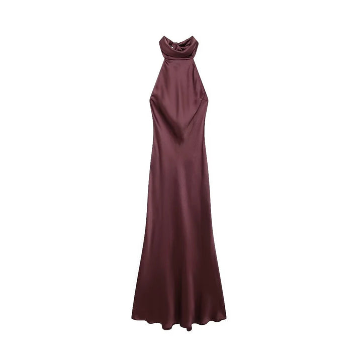 Satin Luxe Halter Dress