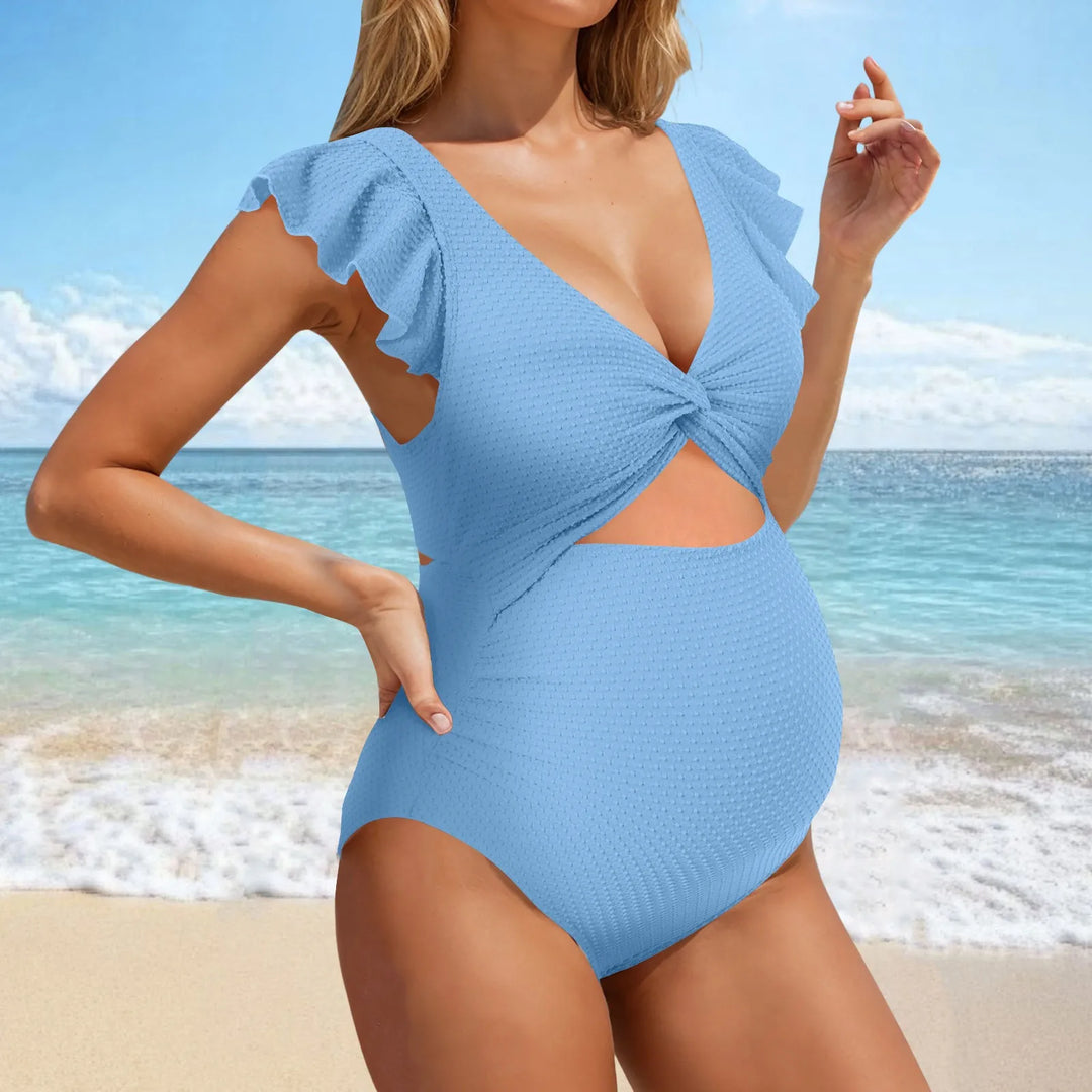 Maternity Solid Color Split Bikini Set - for elegant looks and perfect fit for any occasion - Corafemme
