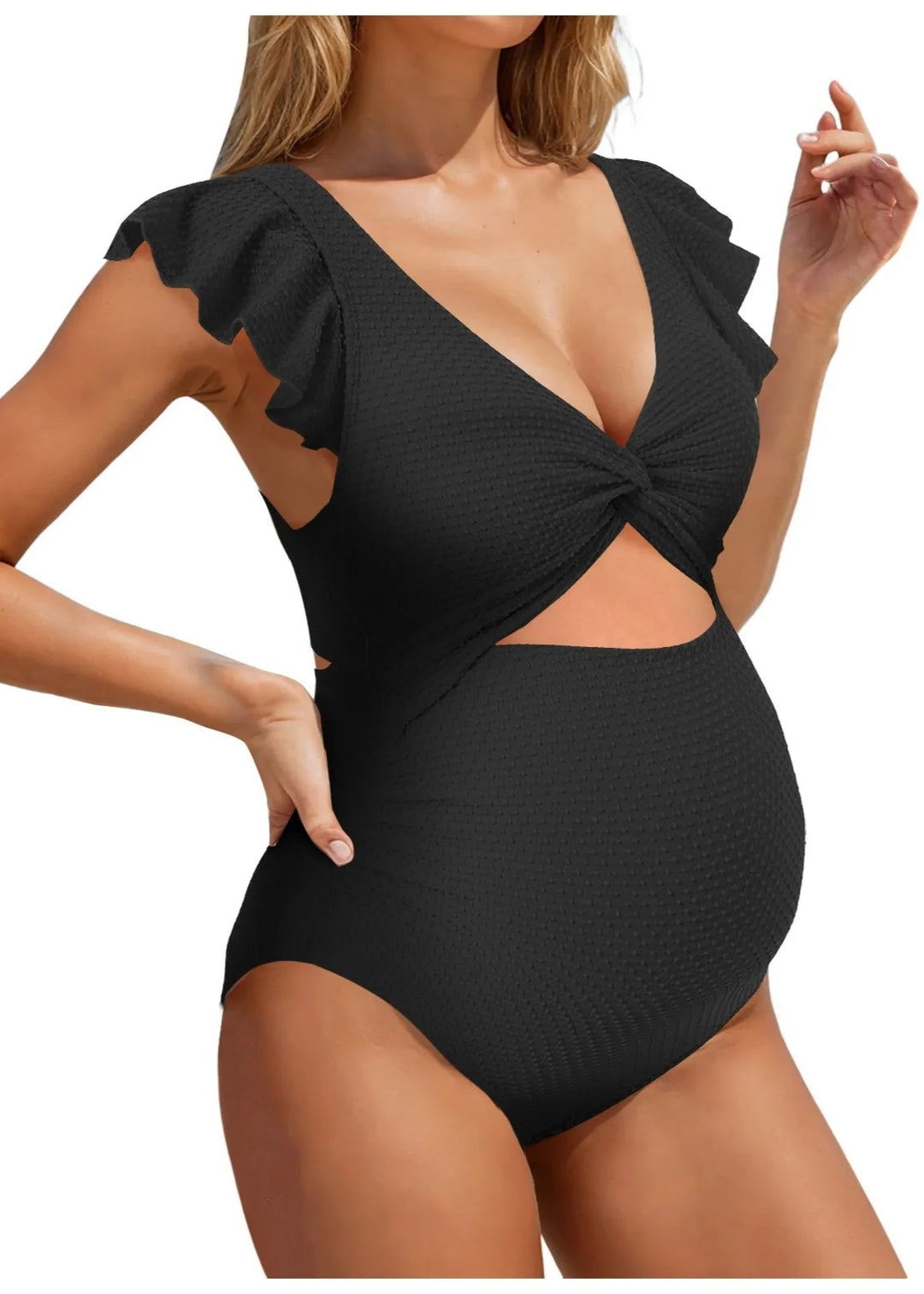 Maternity Solid Color Split Bikini Set - for elegant looks and perfect fit for any occasion - Corafemme